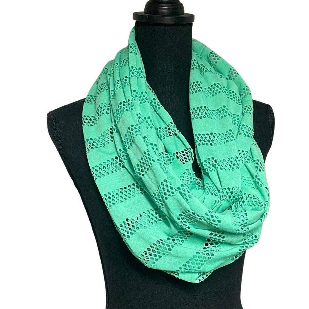 Mint Green Open Weave Infinity Scarf